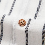 Striped Button-Up Shirt in Cotton Blend & Straight-Leg Linen Trousers