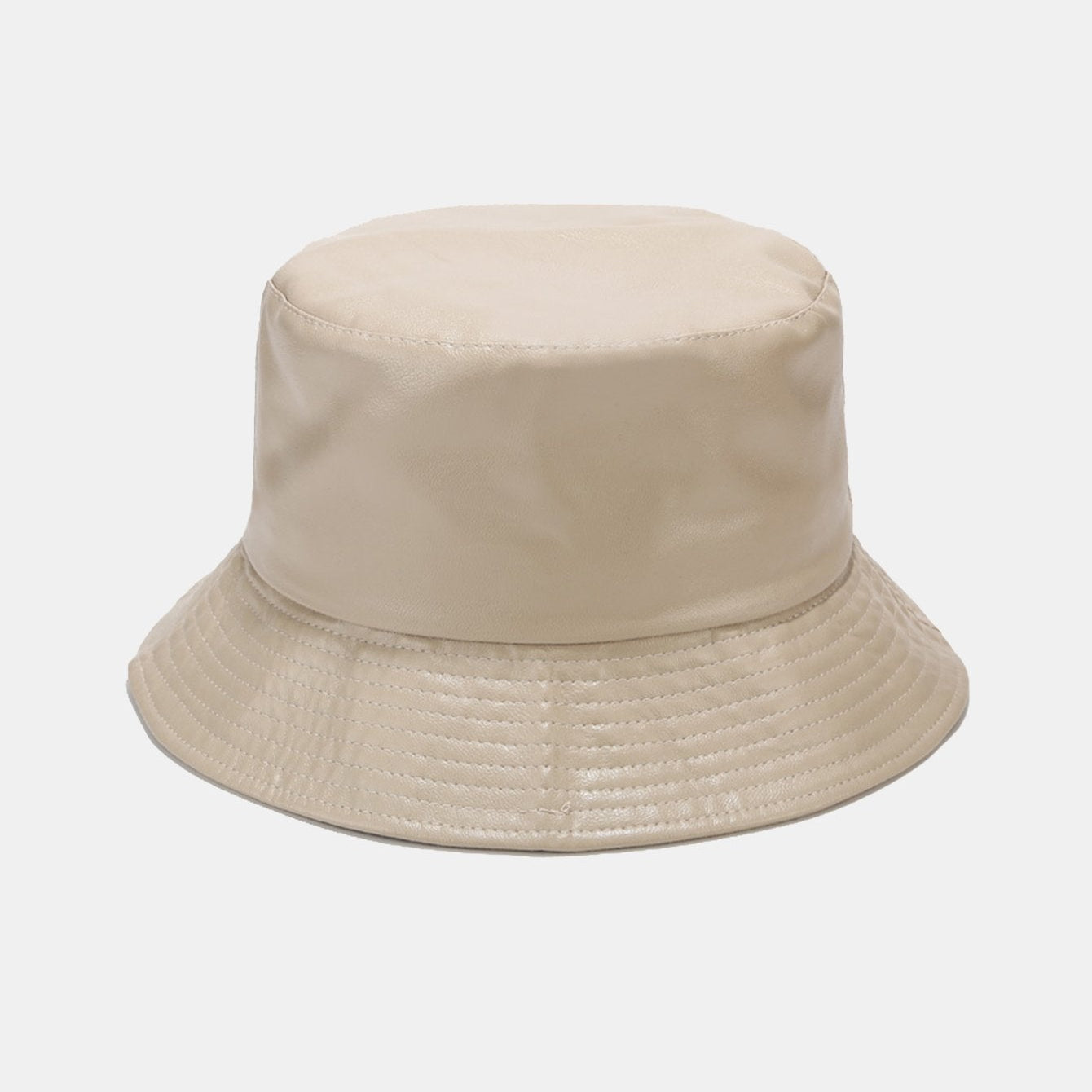 Solid PU Leather Bucket Hat
