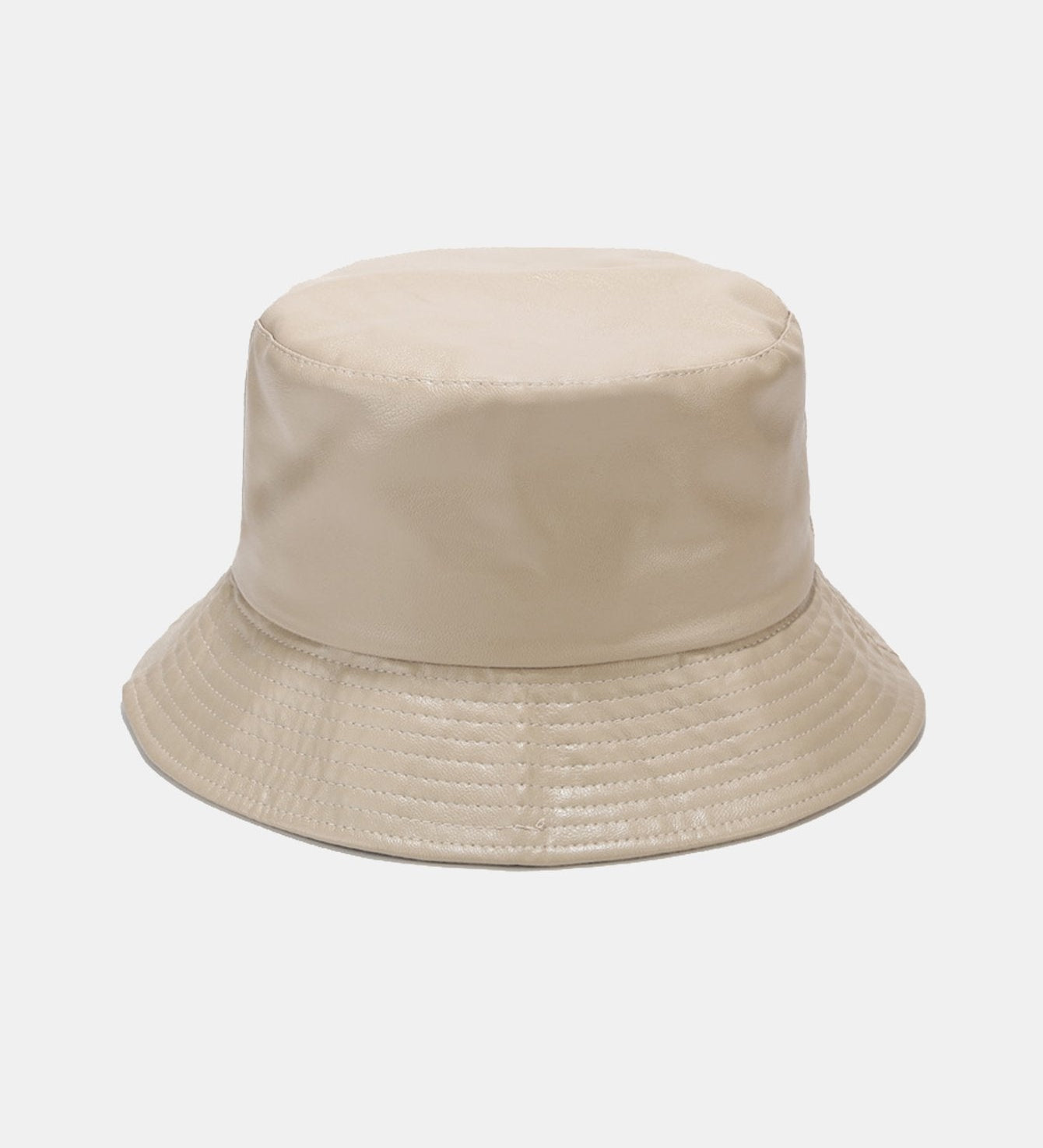 Solid PU Leather Bucket Hat
