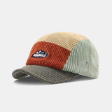 Color Block Corduroy Baseball Cap with Slogan Design