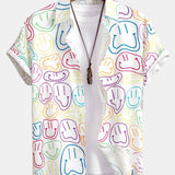 Vibrant Smiley Face Button-Up Shirt