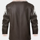 PU Leather Blazer with Faux Fur Lining
