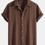 Geometric Jacquard Cuban Shirt with Linen-Cotton Blend Shorts