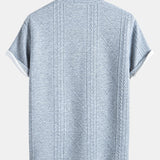 Short Sleeve Geometric Jacquard T-Shirt with Arc Hem & Drawstring Corduroy Cargo Joggers