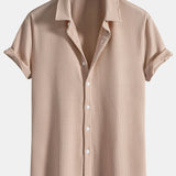 Ribbed Muscle Fit Button-Up Shirt and Shorts Set