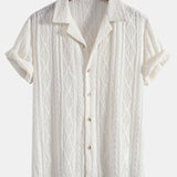 Geometric Jacquard Cuban Shirt with Linen-Cotton Blend Shorts