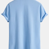 Ribbed Button-Up Shirt with Muscle Fit