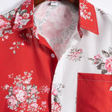 Dual Color Rose Pattern Button-Up Shirt