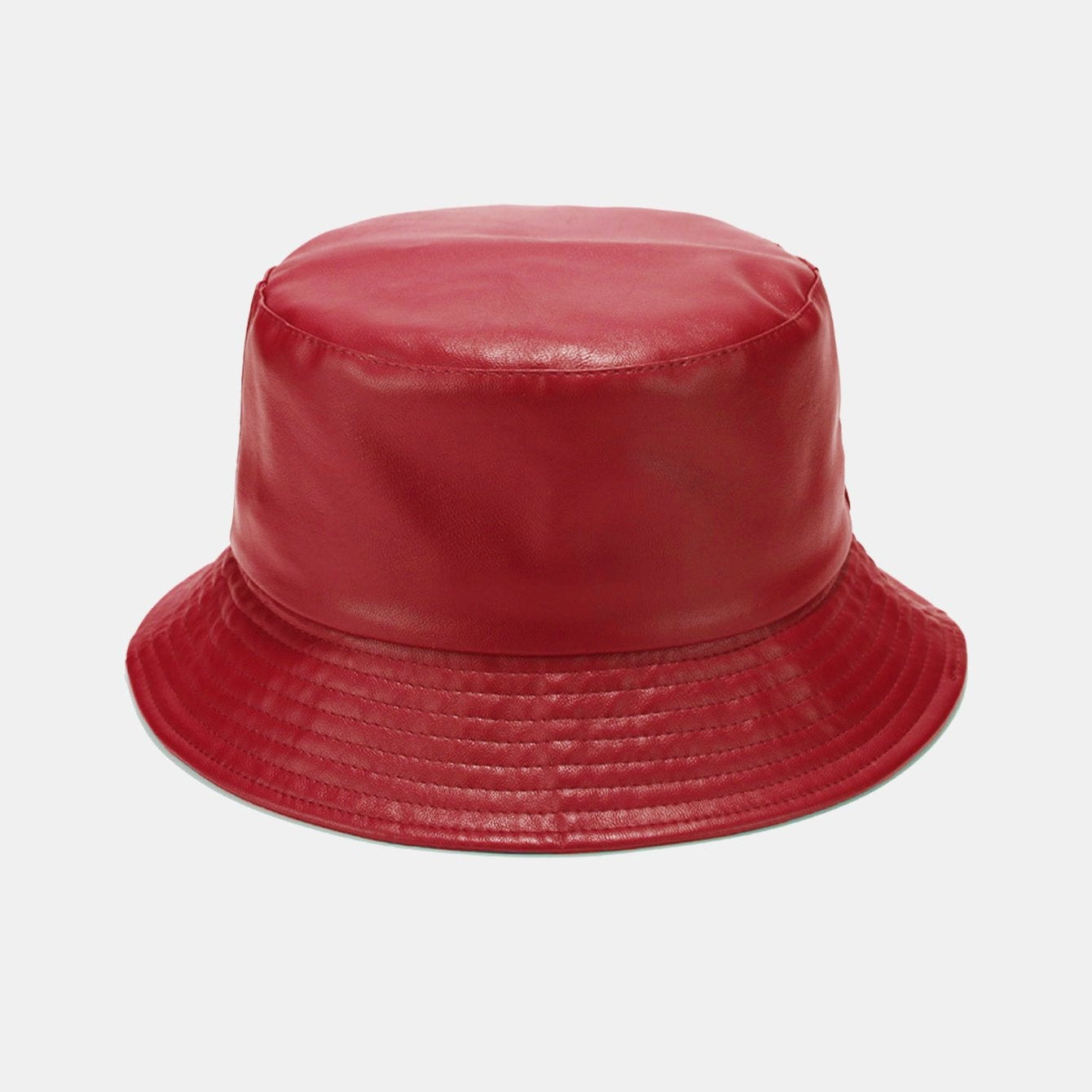 Solid PU Leather Bucket Hat