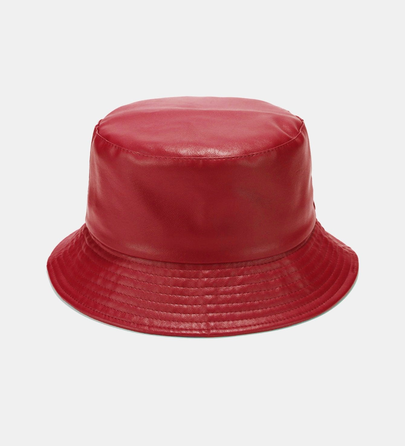 Solid PU Leather Bucket Hat