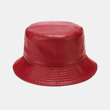 Solid PU Leather Bucket Hat
