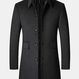 Quilted Wool Blend Lapel Overcoat with Lining