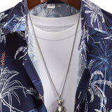 Button-Up Shirt with Palm Tree Print