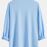 Ribbed Stand Collar Shirt with Long Sleeve and Muscle Fit