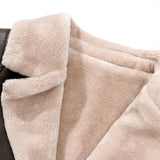 PU Leather Blazer with Faux Fur Lining