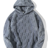 Cozy Checkerboard Teddy Hoodie with Relaxed Fit