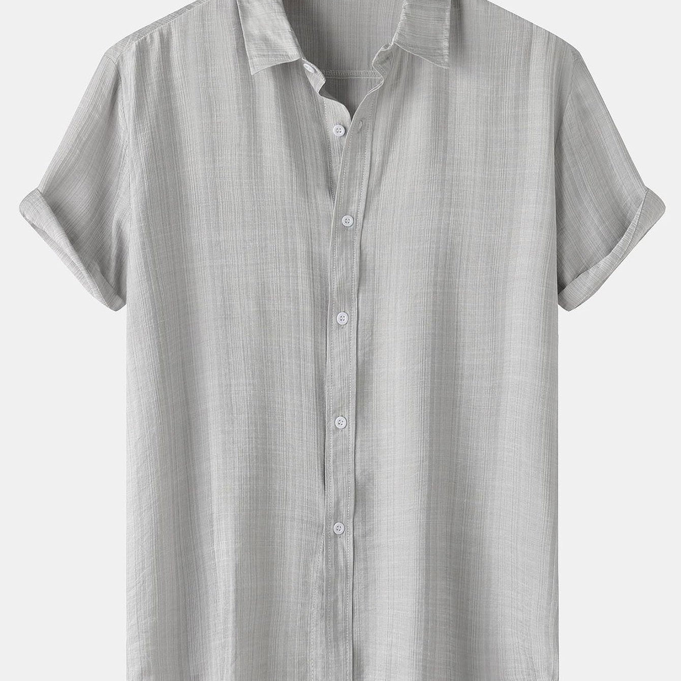Textured Short Sleeve Button-Up Shirt
