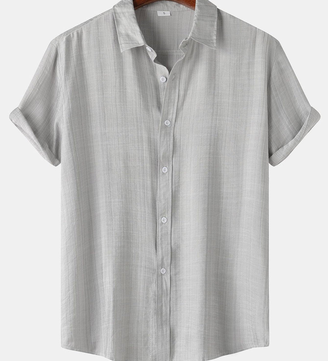 Textured Short Sleeve Button-Up Shirt