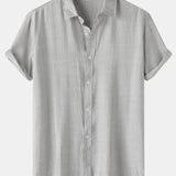 Textured Short Sleeve Button-Up Shirt