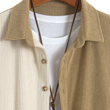 Color-Blocked Corduroy Button-Up Shirt