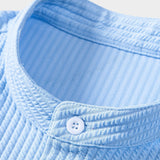 Ribbed Muscle Fit Stand Collar Shirt and Shorts Set