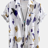Button-Up Shirt with Brushstroke Print