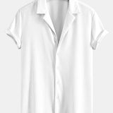 Ribbed Muscle Fit Cuban Shirt with Drawstring Ribbed Shorts