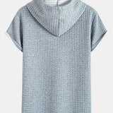 Waffle Knit Hooded T-Shirt with Arc Hem & Drawstring Corduroy Cargo Joggers
