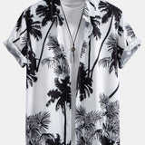 Tropical Palm Print Button-Up Shirt