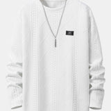 Geometric Jacquard Long Sleeve T-Shirt with Arc Hem & Jogger Pants Set