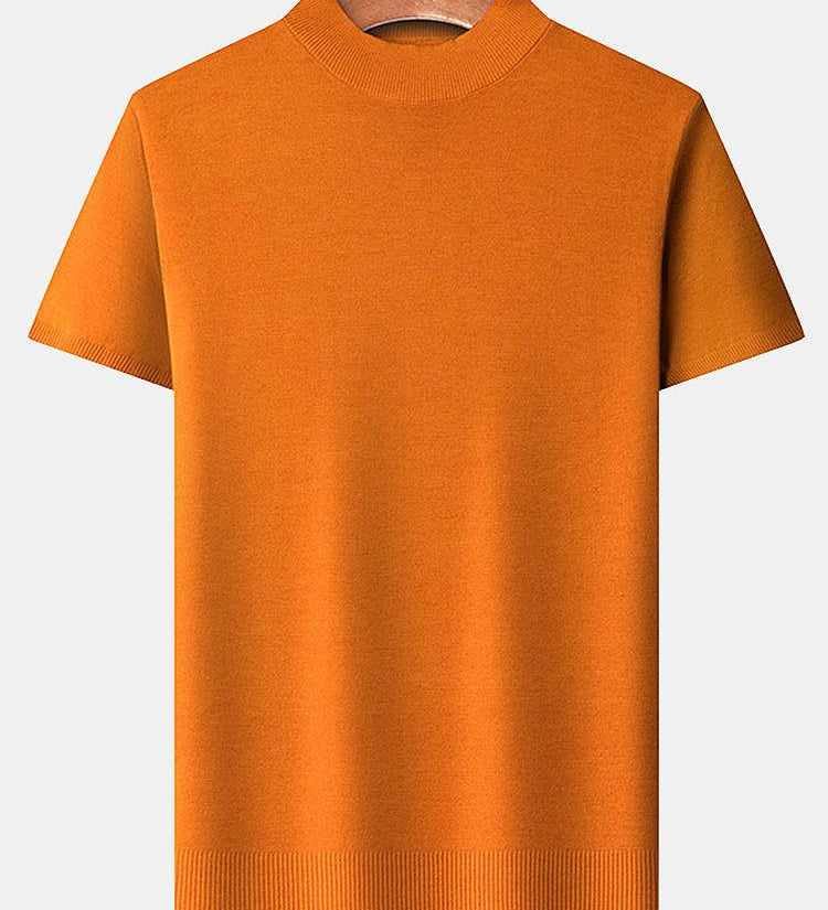 Short Sleeve Muscle-Fit Mock Neck Sweater