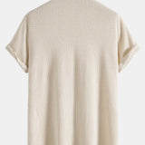 Waffle Knit Button-Up Shirt and Shorts Set