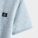Short Sleeve Waffle Knit T-Shirt with Arc Hem & Matching Shorts