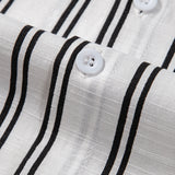Striped Button-Up Shirt and Straight-Leg Linen Pants Set