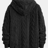Geometric Jacquard Zip-Up Teddy Jacket