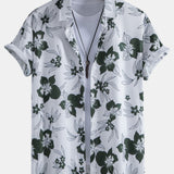 Floral Pattern Button-Up Shirt and Swim Shorts Set