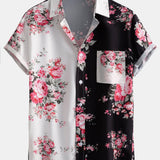 Dual Color Rose Pattern Button-Up Shirt