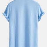 Ribbed Muscle Fit Stand Collar Shirt