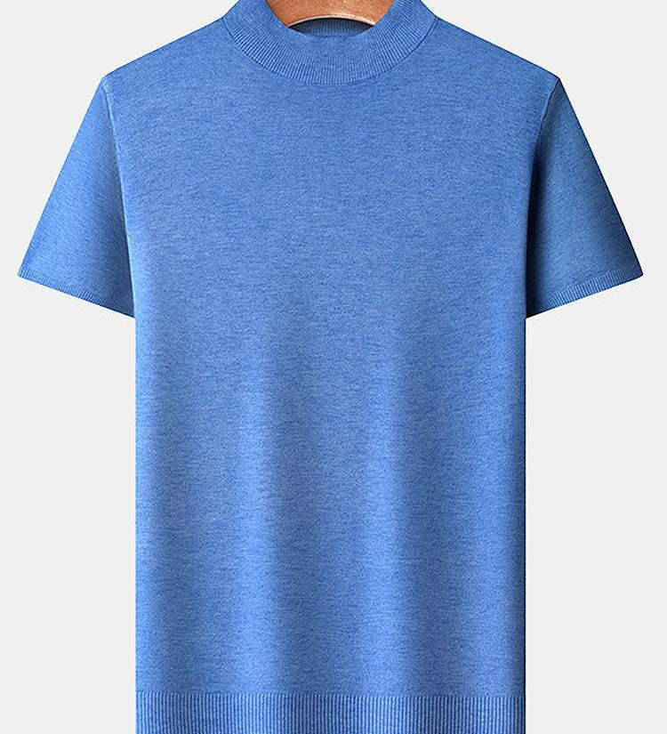 Short Sleeve Muscle-Fit Mock Neck Sweater