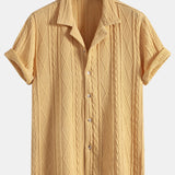 Geometric Knit Cuban Shirt with Textured Design