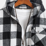 Teddy-Fleece Lined Plaid Flannel Hooded Shirt