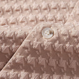 Houndstooth Jacquard Cuban Collar Shirt with Straight-Leg Linen Trousers