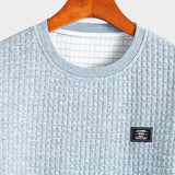 Short Sleeve Waffle Knit T-Shirt with Arc Hem & Matching Shorts