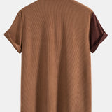 Color-Blocked Corduroy Polo Top