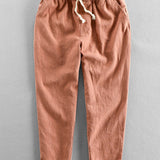 Cropped Pants in Linen-Cotton Blend