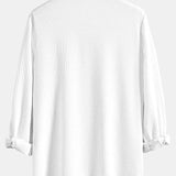 Ribbed Stand Collar Shirt with Long Sleeve and Muscle Fit