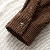 Two-Tone Corduroy Shirt with Drawstring Cargo Jogger Pants