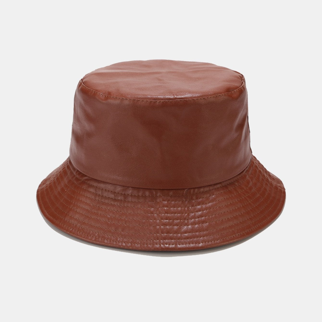 Solid PU Leather Bucket Hat