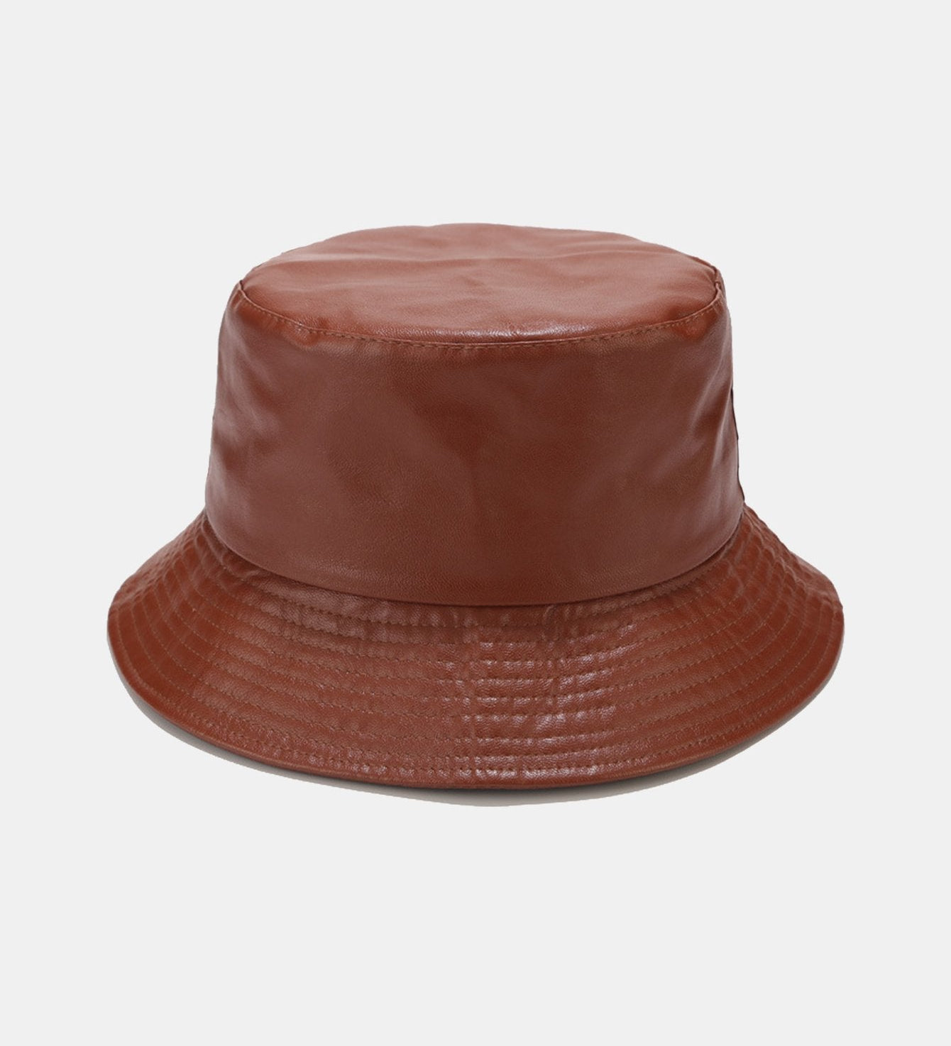 Solid PU Leather Bucket Hat