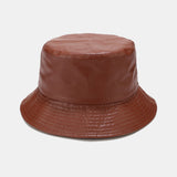 Solid PU Leather Bucket Hat